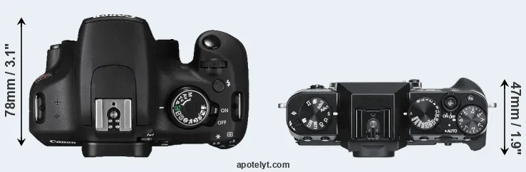 Compare T5 versus X-T30 top