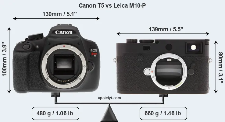 Size Canon T5 vs Leica M10-P