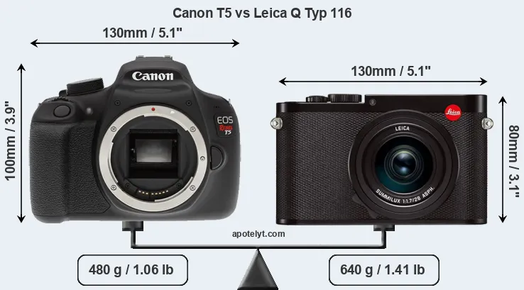Size Canon T5 vs Leica Q Typ 116