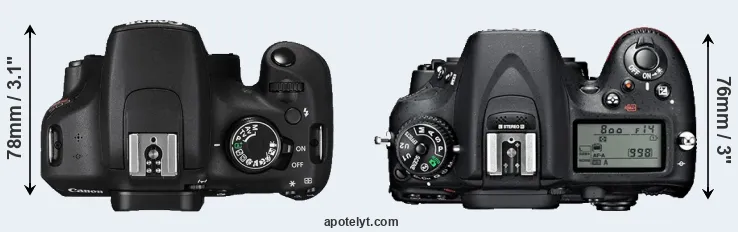 Compare T5 versus D7100 top