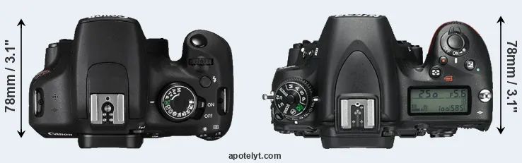 Compare T5 versus D750 top