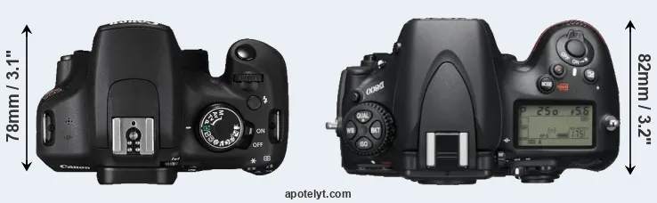 Compare T5 versus D800 top