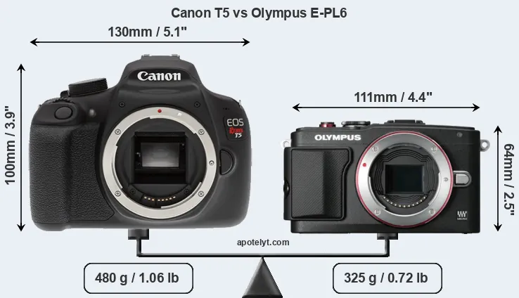 Size Canon T5 vs Olympus E-PL6