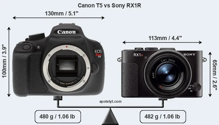 Size Canon T5 vs Sony RX1R