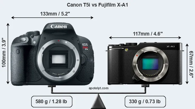 Size Canon T5i vs Fujifilm X-A1