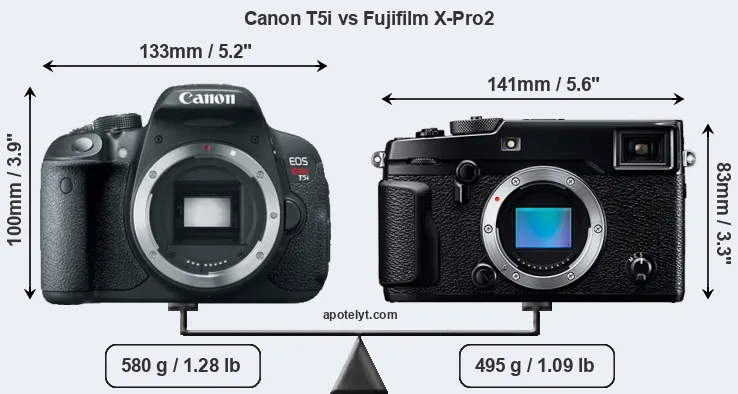 Size Canon T5i vs Fujifilm X-Pro2