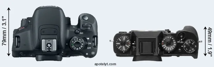 Compare T5i versus X-T2 top