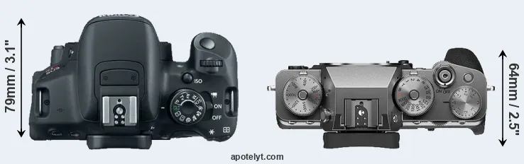 Compare T5i versus X-T4 top