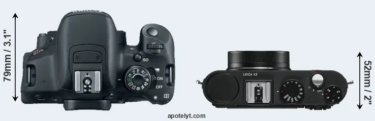Compare T5i versus X2 top