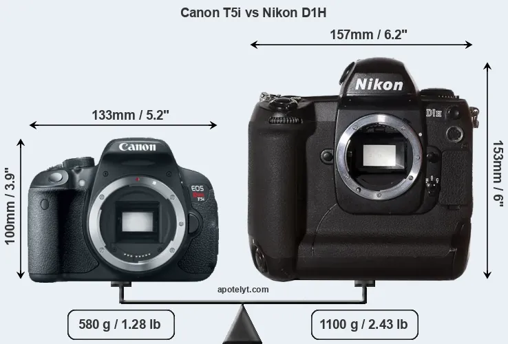 Size Canon T5i vs Nikon D1H