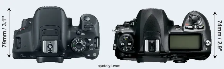 Compare T5i versus D200 top