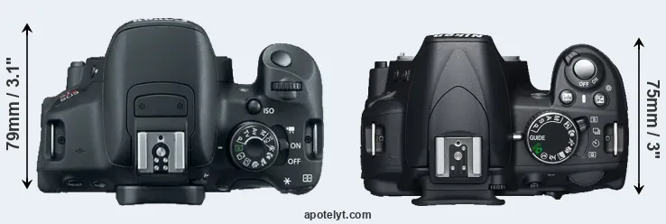 Compare T5i versus D3100 top