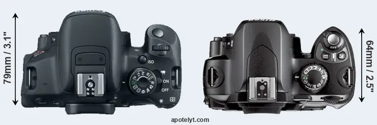 Compare T5i versus D40X top