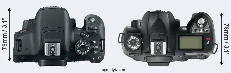 Compare T5i versus D70 top