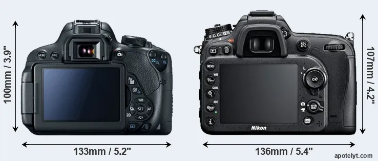 Comparison T5i or D7100 rear