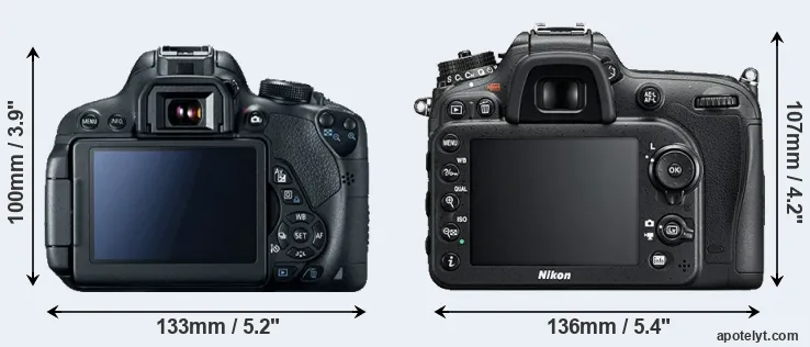 Comparison T5i or D7200 rear