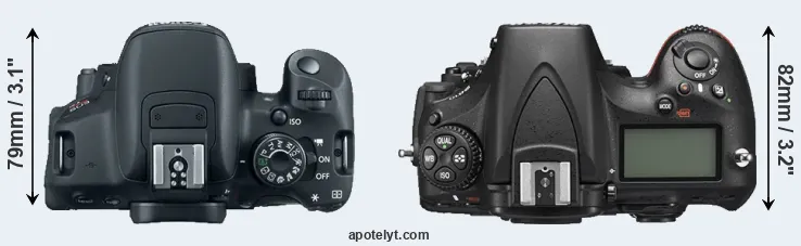 Compare T5i versus D810 top
