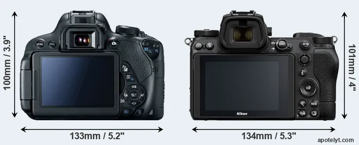 Comparison T5i or Z6 II rear