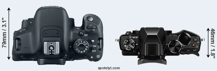 Compare T5i versus E-M10 top