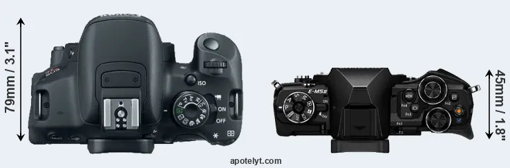 Compare T5i versus E-M5 II top