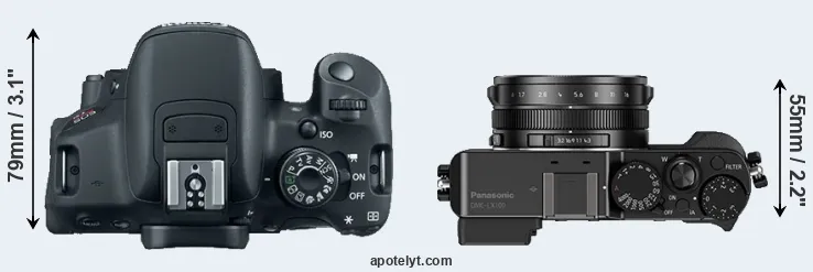 Compare T5i versus LX100 top