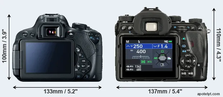Comparison T5i or K-1 II rear