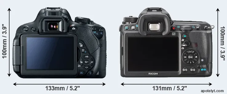 Comparison T5i or K-3 rear