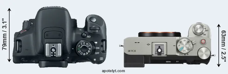 Compare T5i versus A7C II top