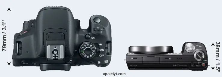 Compare T5i versus NEX-5N top
