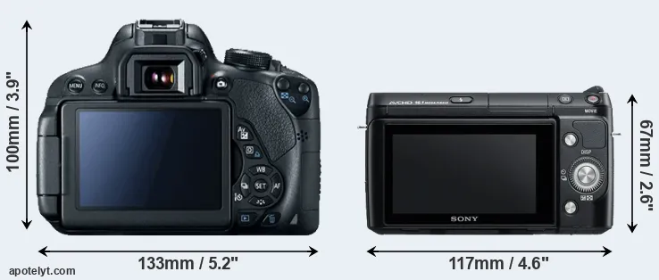 Comparison T5i or NEX-F3 rear