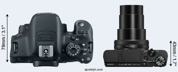 Compare T5i versus RX100 VI top