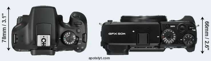 Compare T6 versus GFX 50R top
