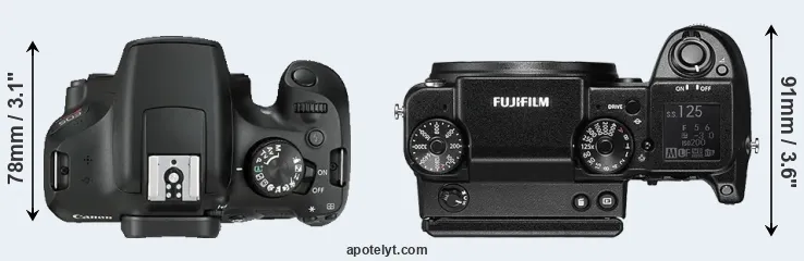 Compare T6 versus GFX 50S top