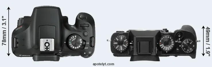 Compare T6 versus X-T2 top