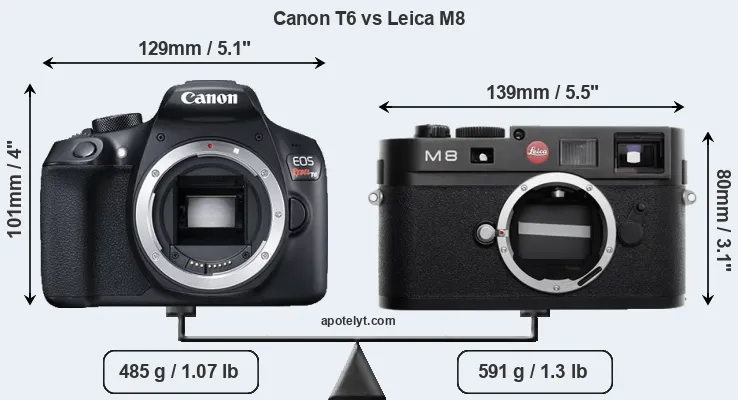 Size Canon T6 vs Leica M8