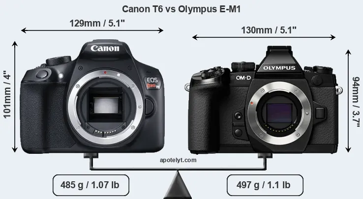 Size Canon T6 vs Olympus E-M1