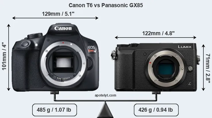 Size Canon T6 vs Panasonic GX85