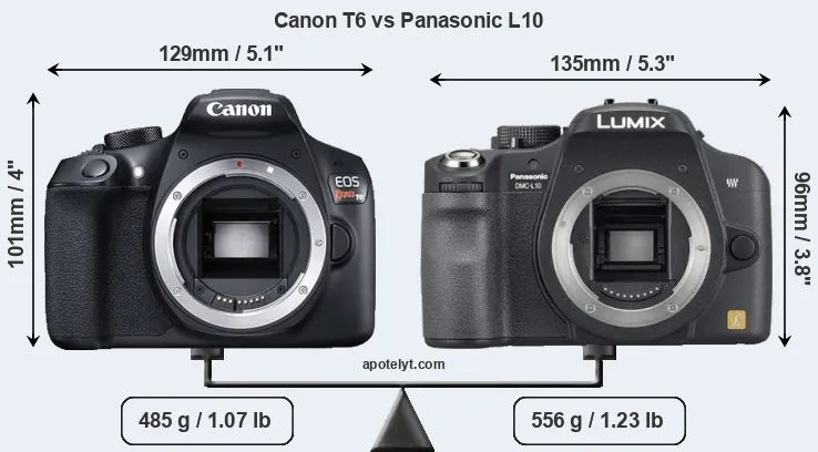 Size Canon T6 vs Panasonic L10