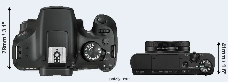 Compare T6 versus RX100 V top