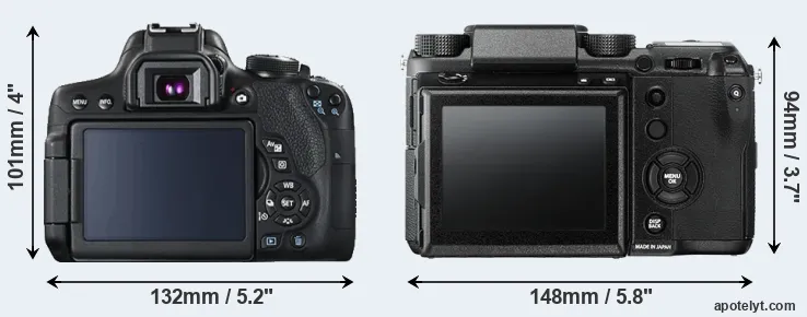 Comparison T6i or GFX 50S rear