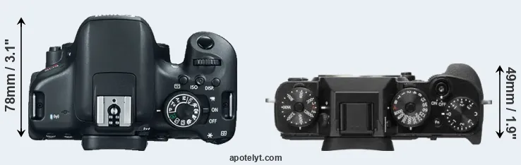 Compare T6i versus X-T2 top