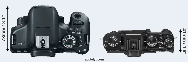 Compare T6i versus X-T20 top