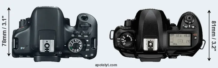 Compare T6i versus D100 top