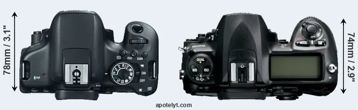 Compare T6i versus D200 top