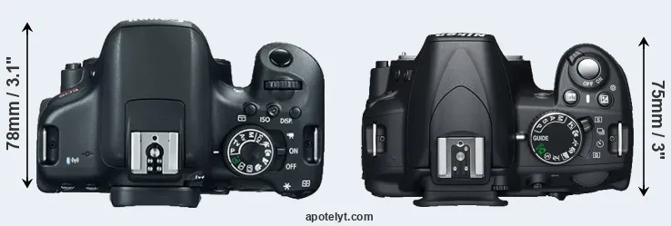 Compare T6i versus D3100 top