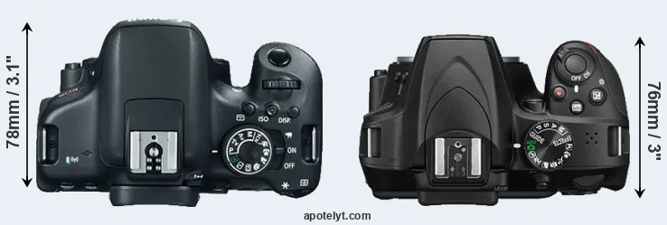 Compare T6i versus D3400 top