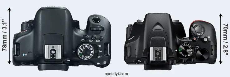 Compare T6i versus D3500 top