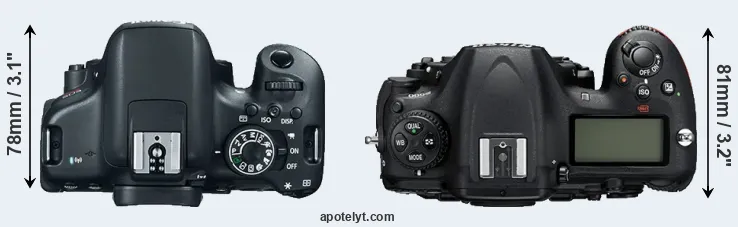 Compare T6i versus D500 top
