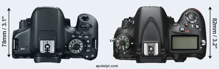 Compare T6i versus D600 top
