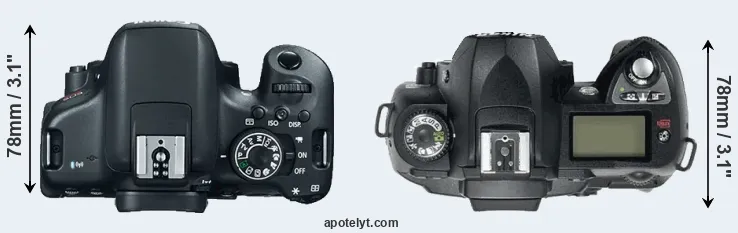 Compare T6i versus D70 top